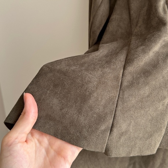 Kaui Suede Cardigan Jacket with Fabric Trim, Army Green/Multi, Size Large - Picture 12 of 15